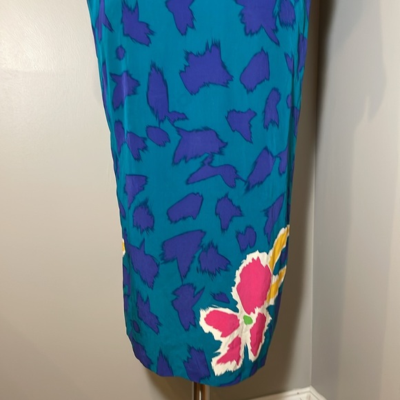 VTG JOHN YANG New York 1980s 100% Silk Sheath Dress MULTICOLOR / SIZE 10 - Picture 7 of 9